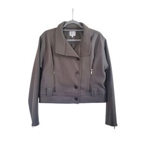 Armani Collezioni Gray Wool Cashmere Office Short Moto Jacket, Women Size 10